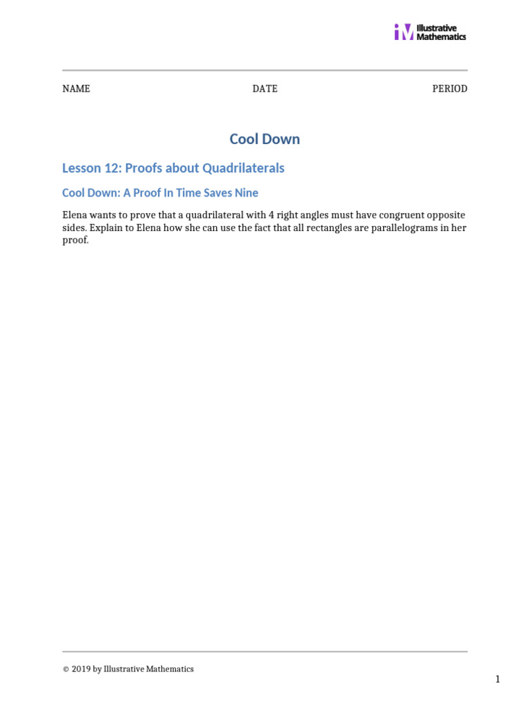 Geometry 2 12 Lesson Cool Down | PDF