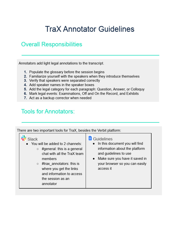 TraX Annotator Guidelines Overview | PDF | Deposition (Law)