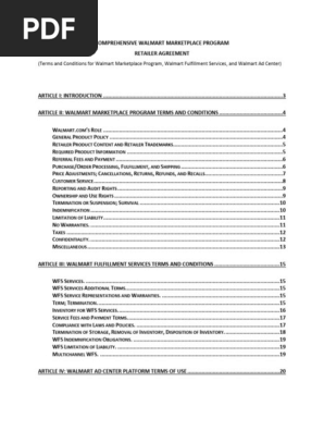 COMPREHENSIVE-WALMART-MARKETPLACE-PROGRAM-RETAILER-AGREEMENT