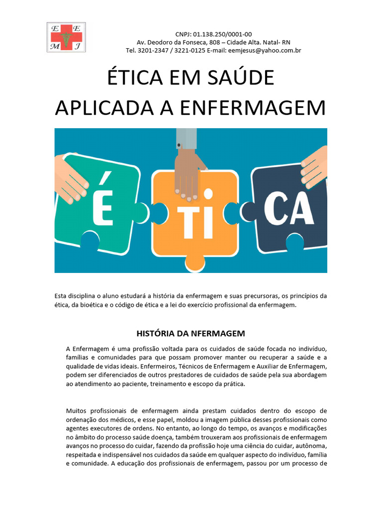 Ética e História da Enfermagem EEMJ | PDF | Enfermagem | Moralidade