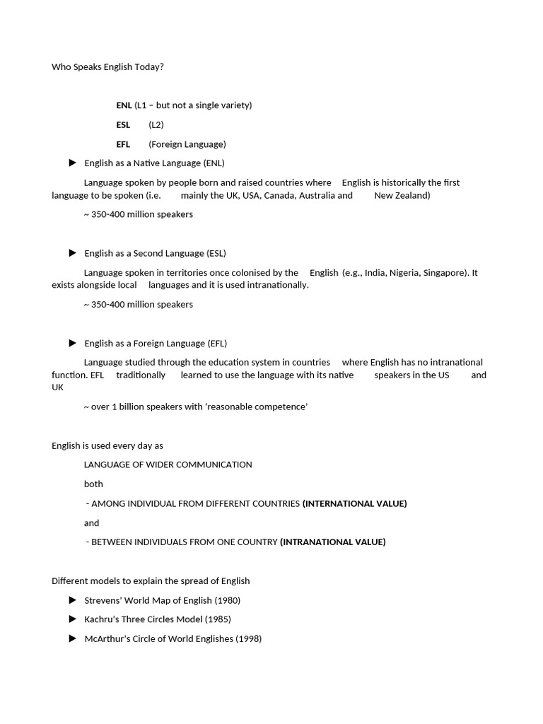 Global English Speakers Today | PDF