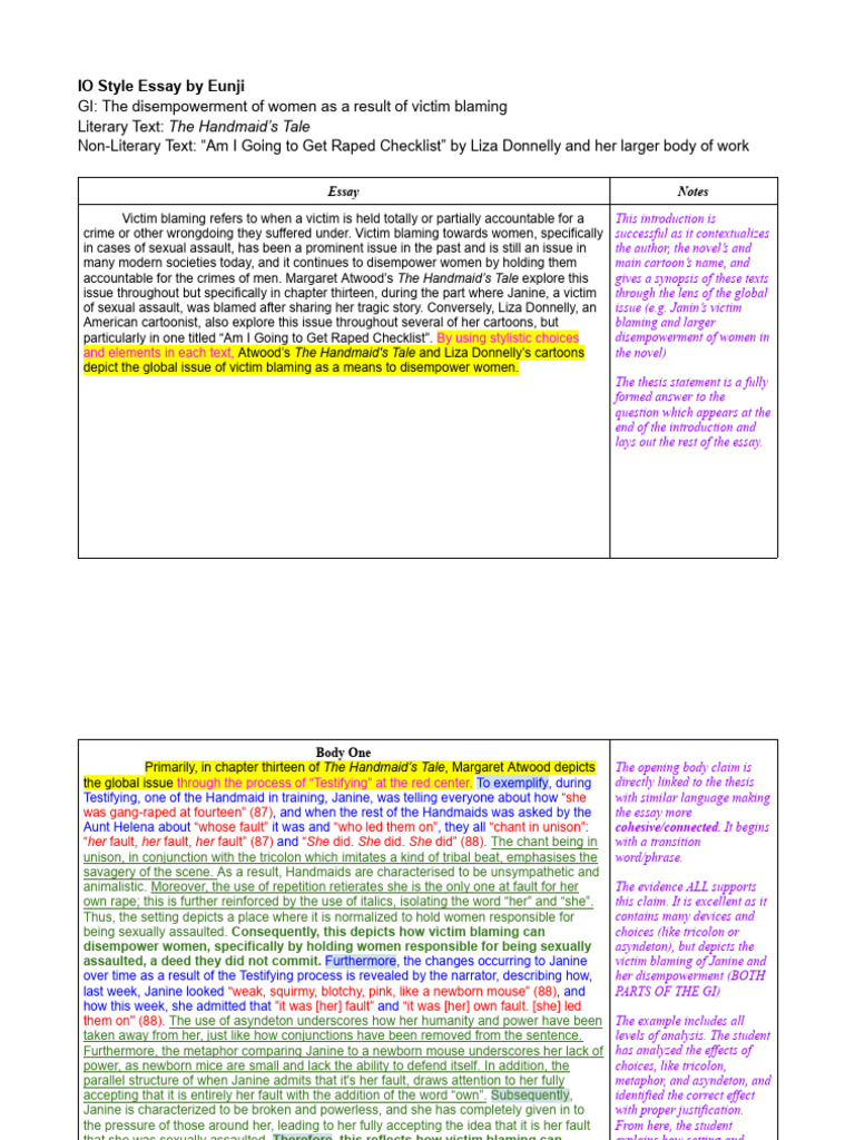 G11 Tin - S and Mary - S IO Style Essay Fem Example | PDF | Rape ...