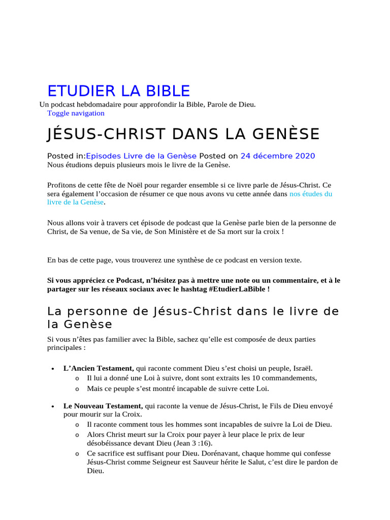 Jésus-Christ dans la Genèse expliquée | PDF | Livre de la Genèse | Abraham