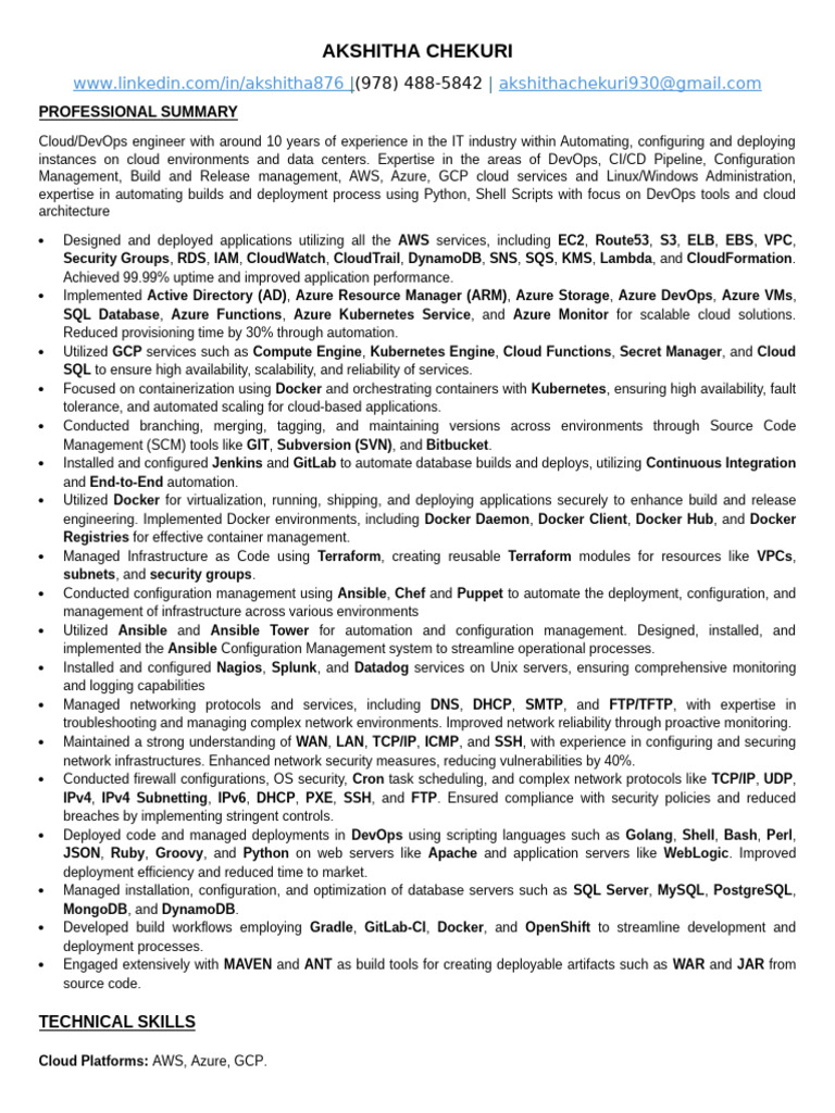 Cloud DevOps Engineer Profile | PDF | Cloud Computing | Microsoft Azure