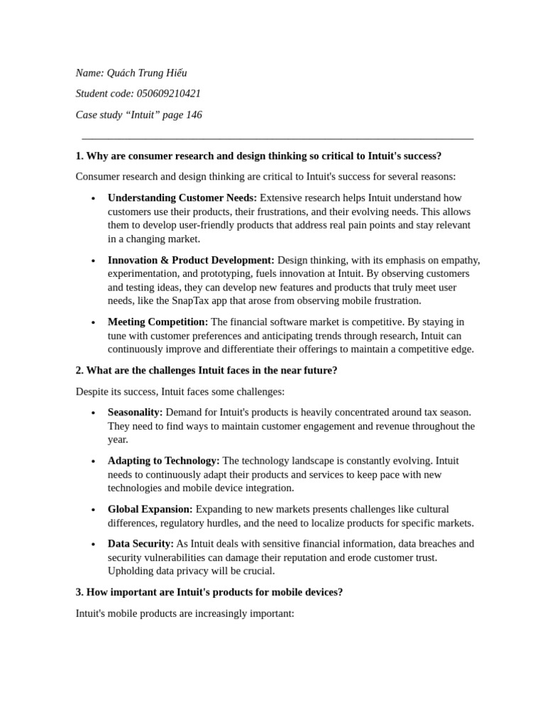 Intuit's Success: Consumer Research & Design | PDF | Usability ...