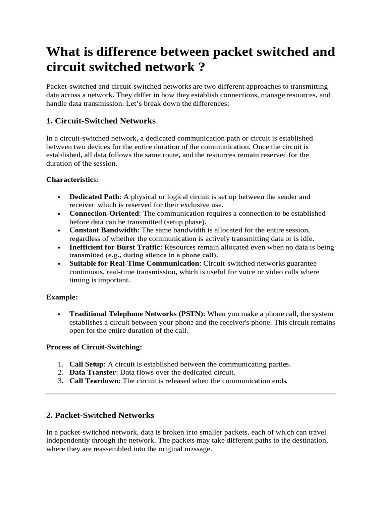 Packets Switched | PDF | Computer Network | Voice Over Ip