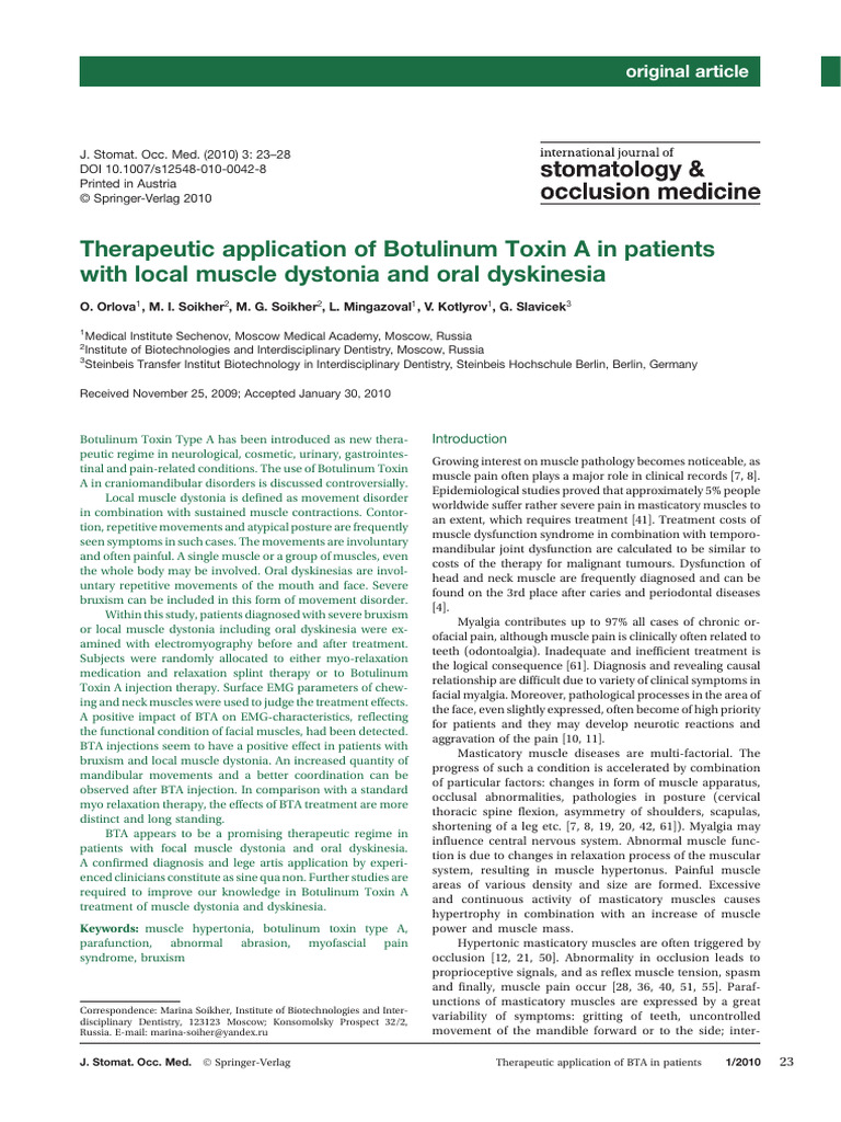 Cópia de Therapeutic Application of Botulinum Toxin A in Patients With ...