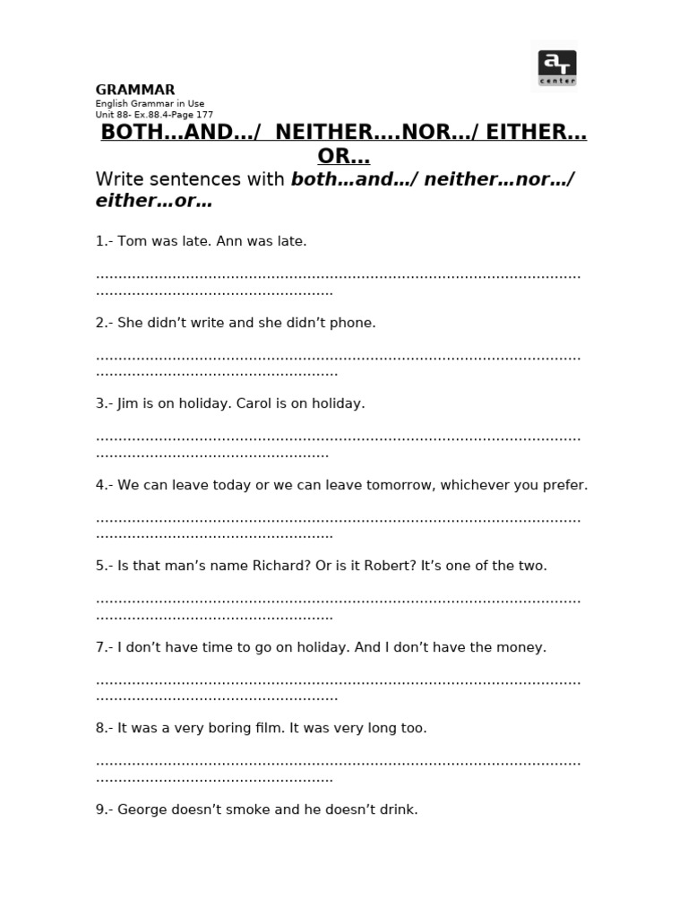 Both and Either or Neither or | PDF