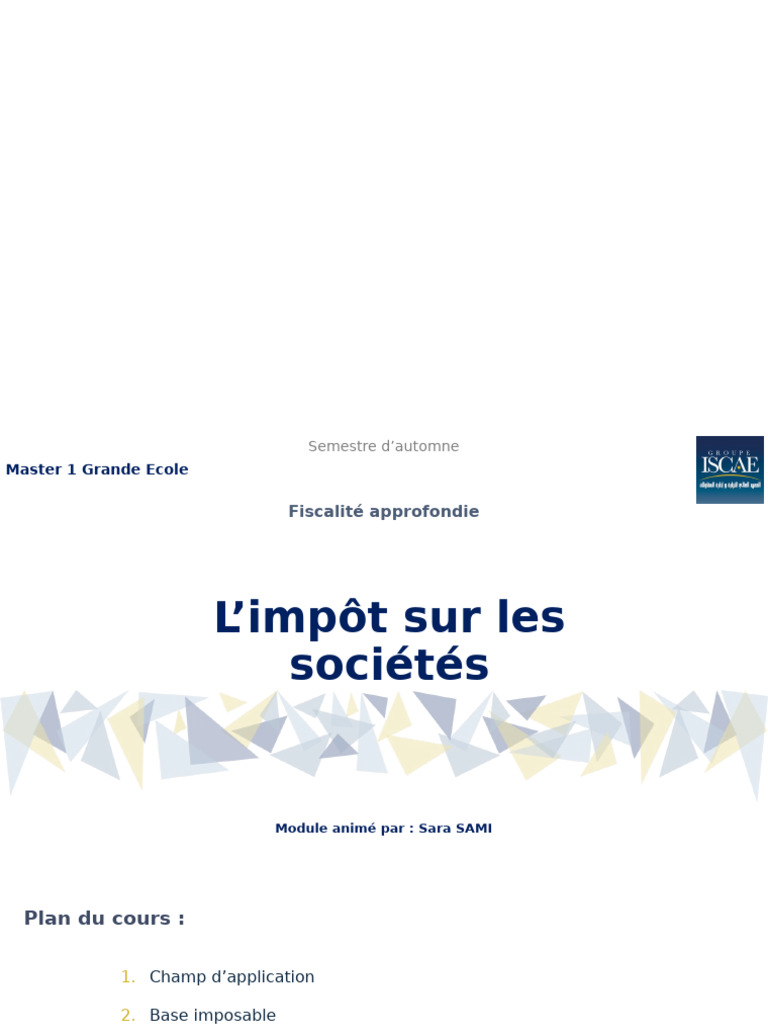 Base Imposable de l'Impôt sur Sociétés | PDF | Dépréciation | Business
