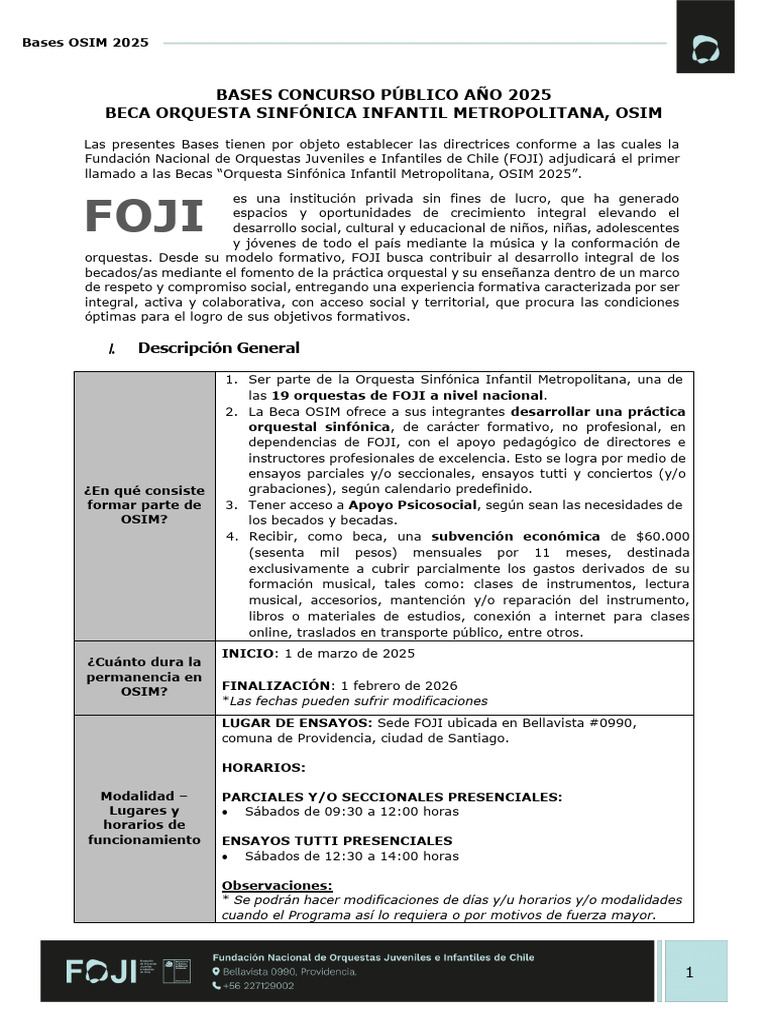 Becas OSIM 2025 para Jóvenes Músicos | PDF | Escala (música ...