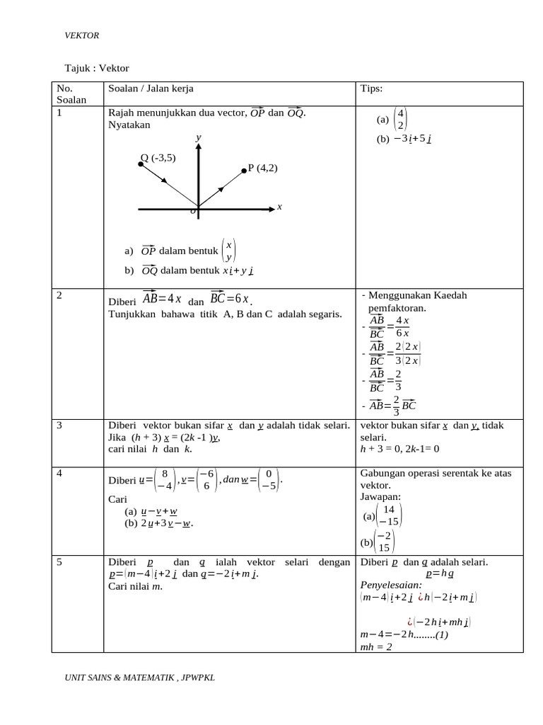 Vektor (Jawapan) | PDF
