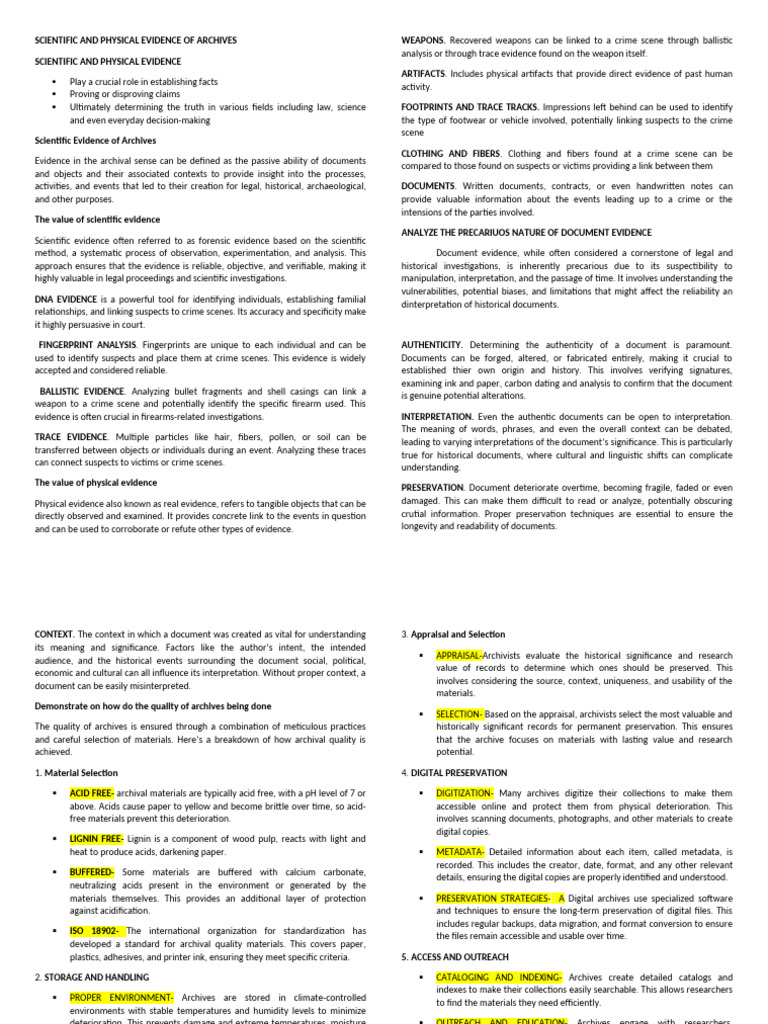 Evidence and Quality in Archives | PDF | Crime Scene | Evidence