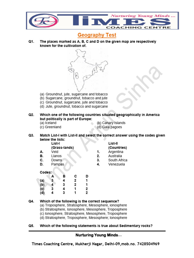 Geography Test Questions for Students | PDF | Stars | Physical Geography
