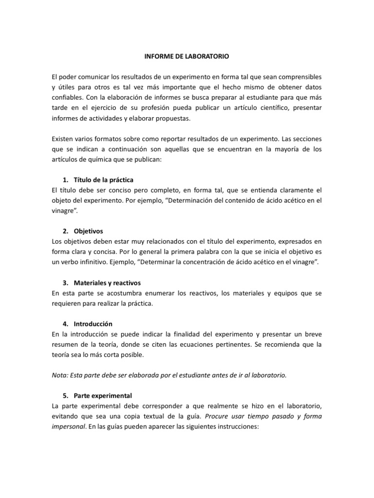 Ejemplo De Informe Cientifico De Un Experimento Ejemplo