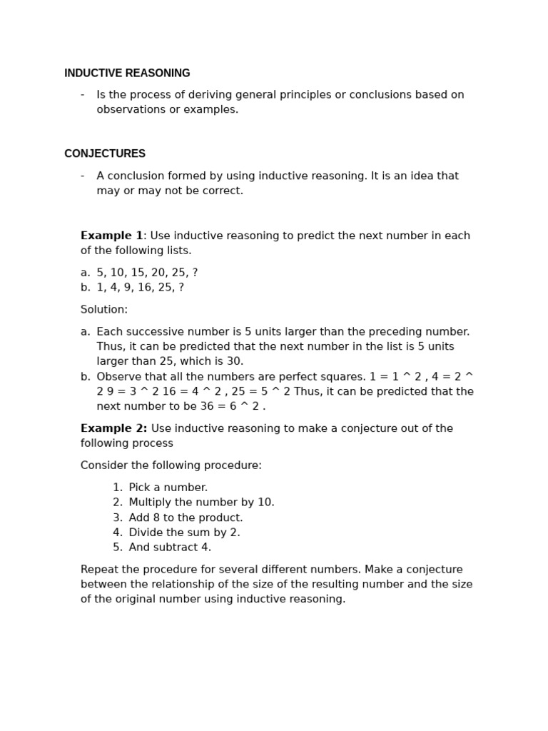 Inductive Reasoning Handout PDF Moment Magnitude Scale Inductive