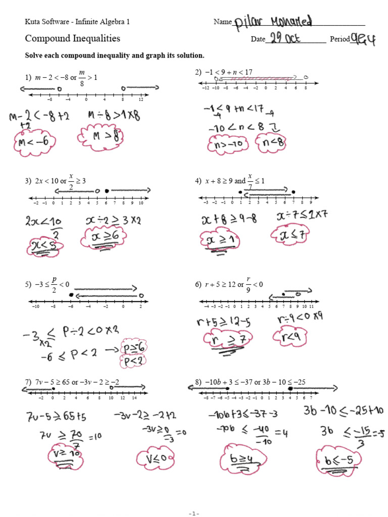 Compound Inequalities Worksheet | PDF | Mathematics | Mathematical ...