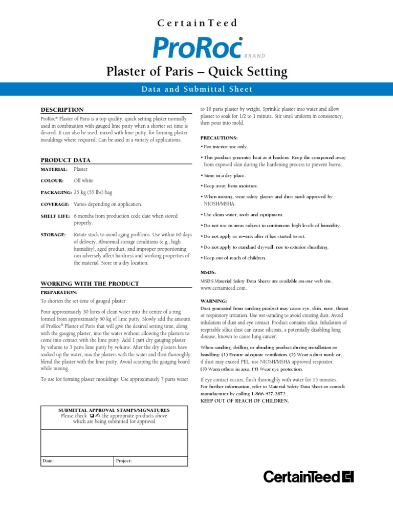 ProRoc® Quick Setting Plaster Guide | PDF | Plaster | Drywall