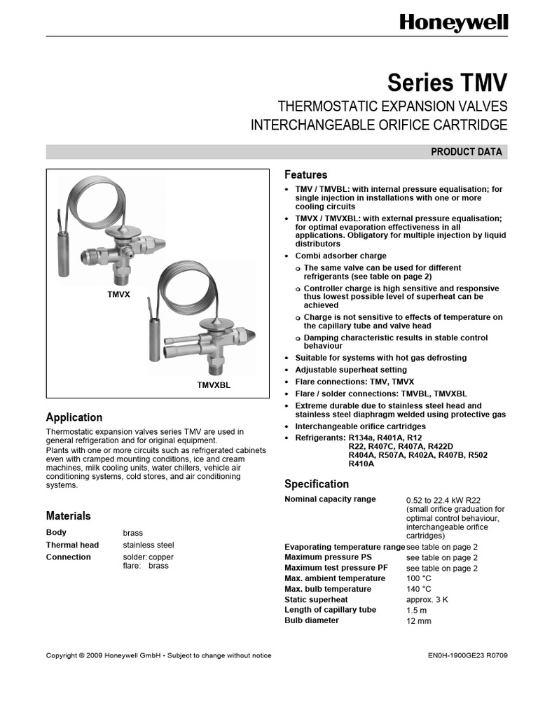 TMV Series Thermostatic Expansion Valves | PDF | Continuum Mechanics ...