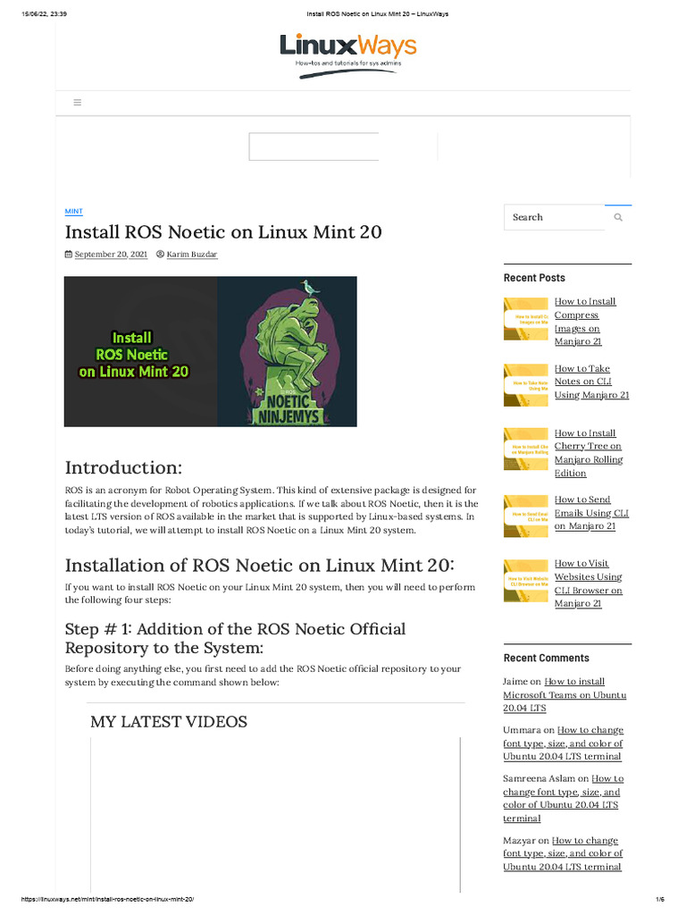 Install ROS Noetic On Linux Mint 20 - LinuxWays | PDF | Unix Variants ...