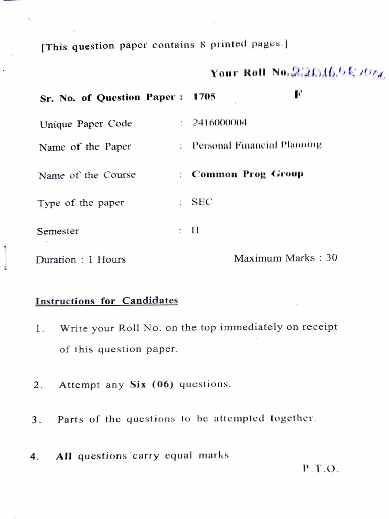 PFP Question Paper | PDF