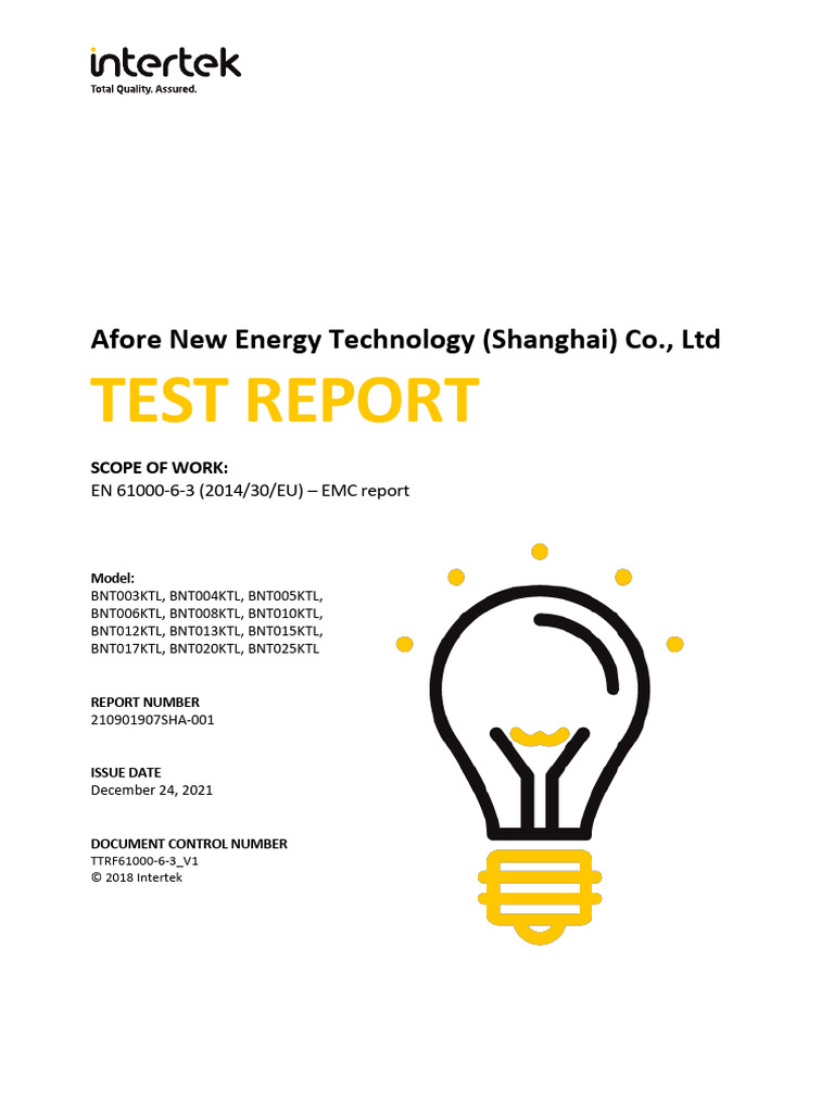 EMC Test Report for Afore Models | PDF | Electromagnetic Compatibility ...