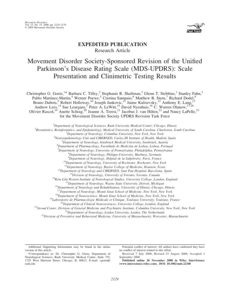 MDS-UPDRS Vol23 Issue15 2008 3 | PDF | Factor Analysis | Parkinson's ...
