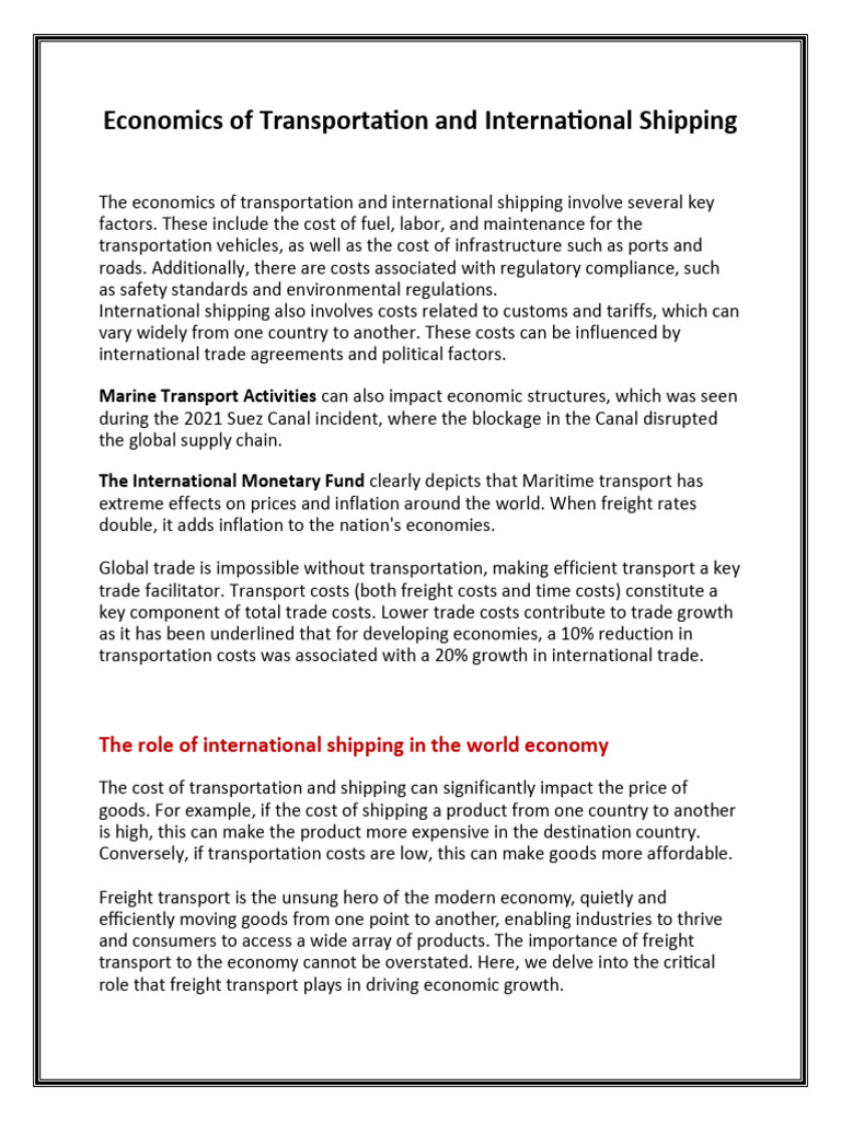 Impact of Multimodal Shipping on Economy | PDF | Transport | Supply Chain