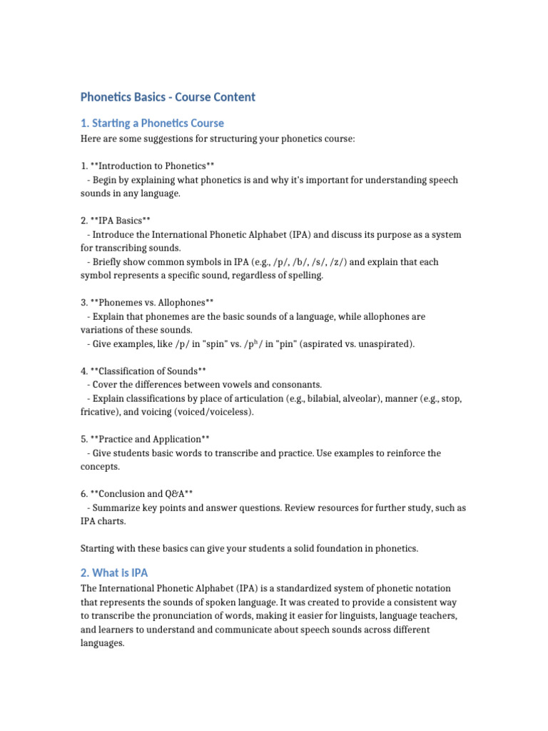 Phonetics Course Content Complete | PDF | Phoneme | Phonetics