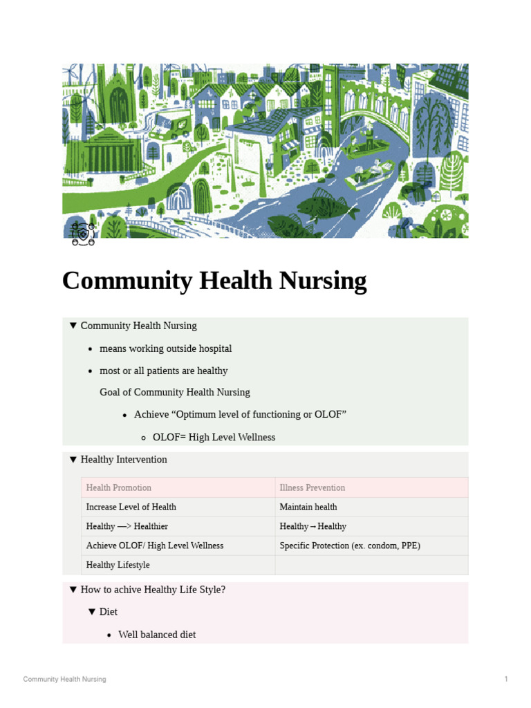 Achieving OLOF in Community Health Nursing | PDF | Public Health ...