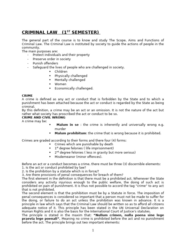 Overview of Criminal Law Principles | PDF | Mens Rea | Crimes