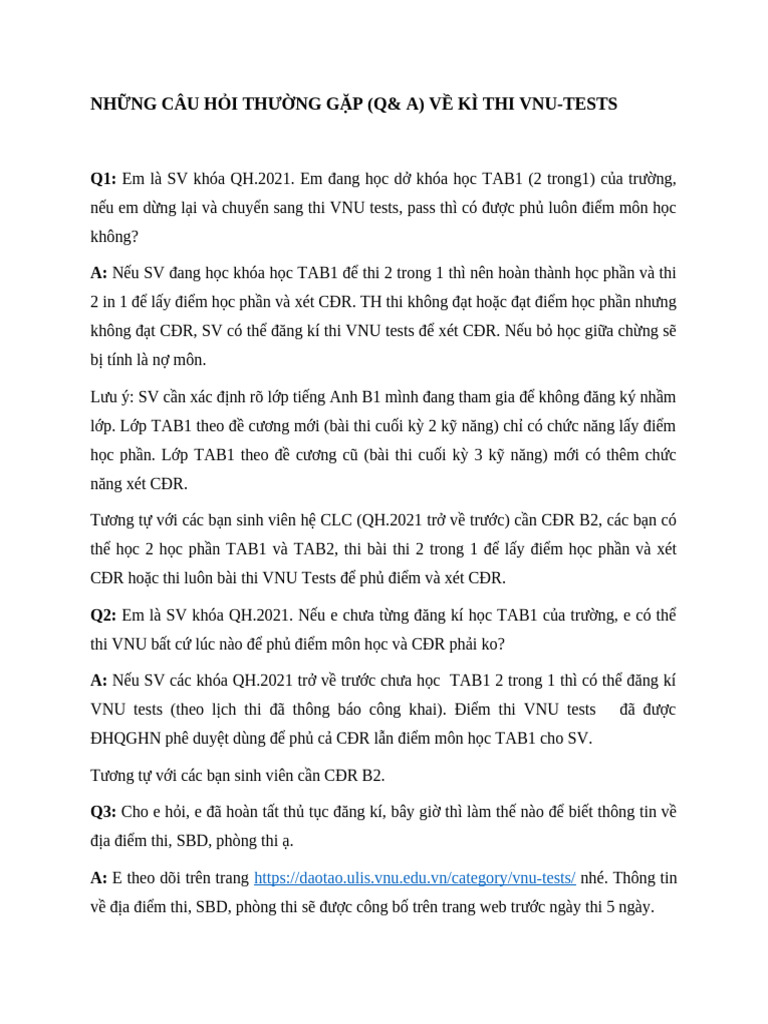 Qa Ve Vnu Tests | PDF