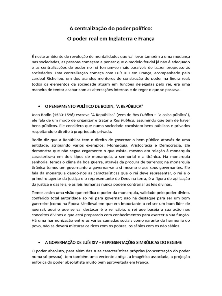 Centralização do Poder na França e Inglaterra | PDF | Jaime VI da ...