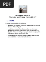 Writing Oral Exam Tasks and Applying Assessment Criteria for March 25-26