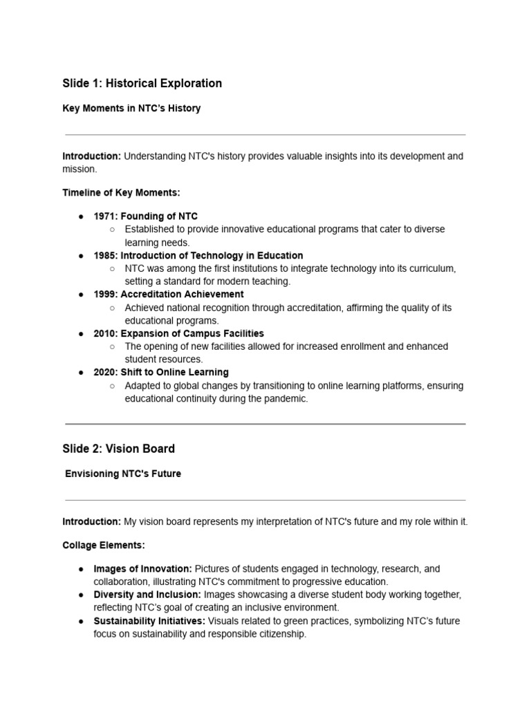 NTC: History, Vision, and Philosophy | PDF | Philosophy Of Education ...