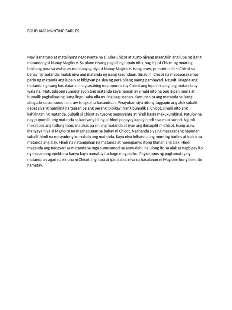Boud Ang Munting Bariles | PDF