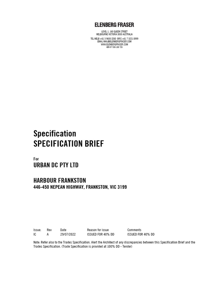 Specifications Brief - Issued For 40 Design Development | PDF | Window ...