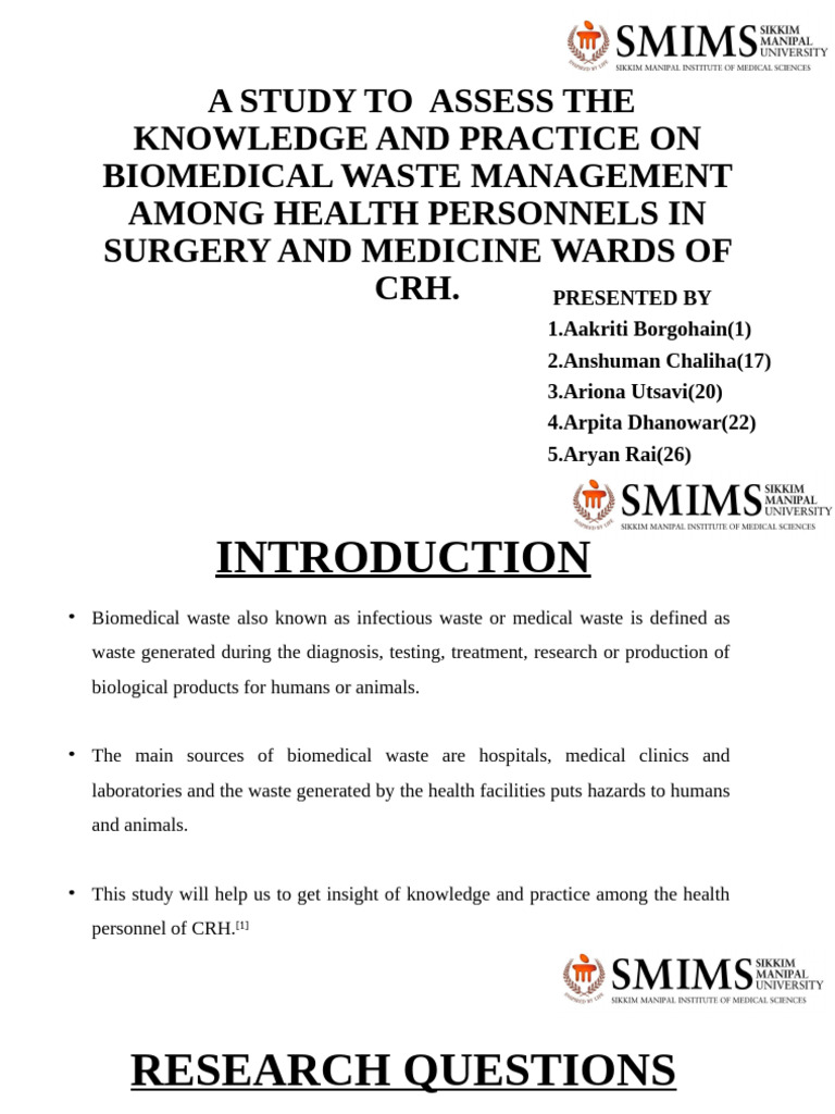 Knowledge and Practices in BMW Management | PDF | Waste | Medicine