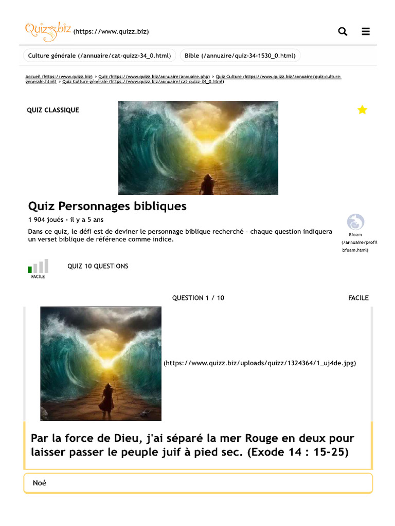 Quiz Personnages de La Bible | PDF