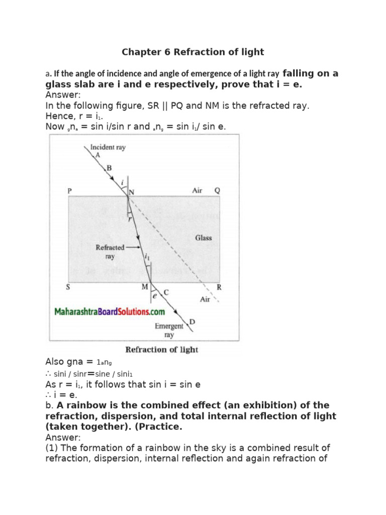 Notebok Notes Refraction of Light | PDF