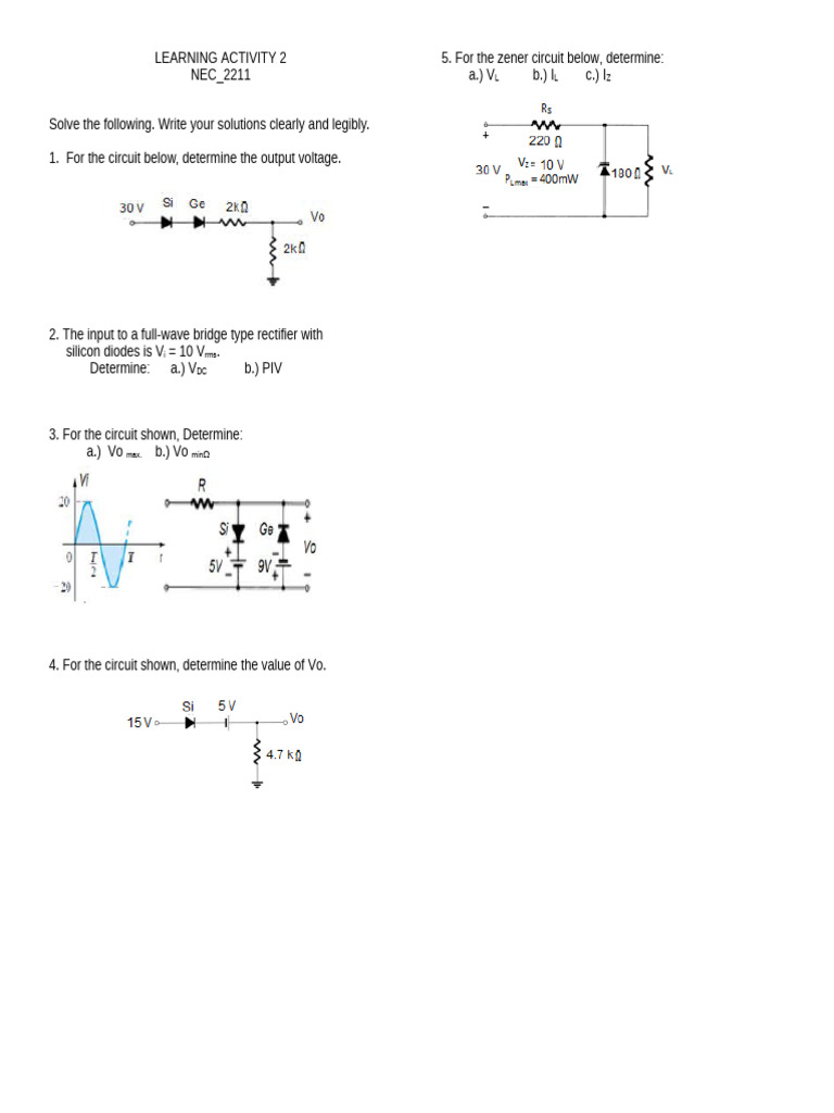 Electrical Circuit Analysis Tasks | PDF | Technology & Engineering