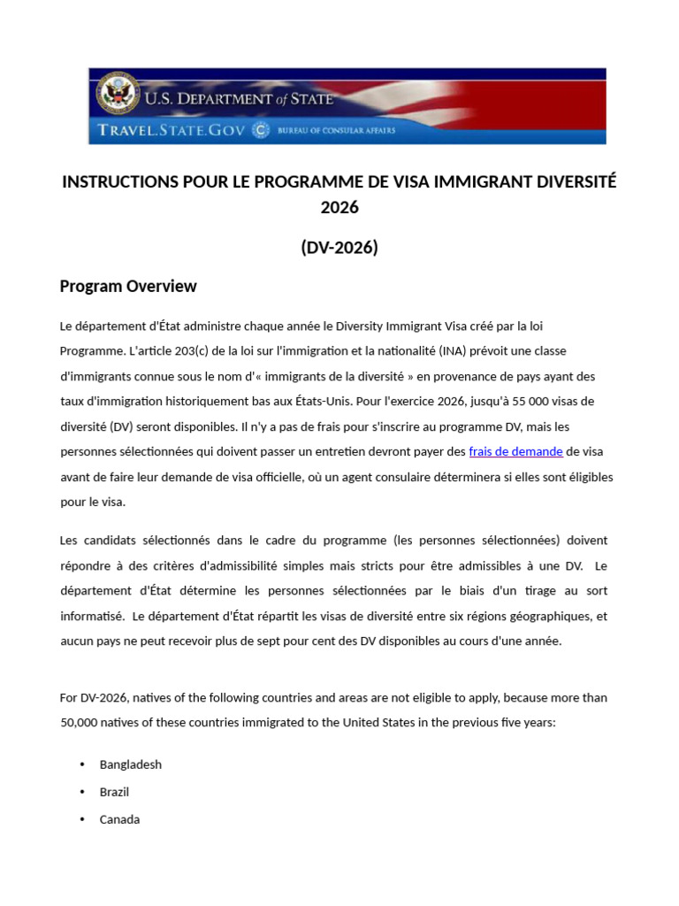 DV-2026 Diversity Visa Program Guide | PDF | Finance & Money Management ...