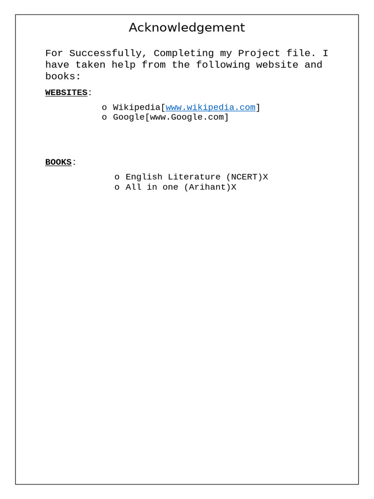 Student Project Acknowledgements | PDF