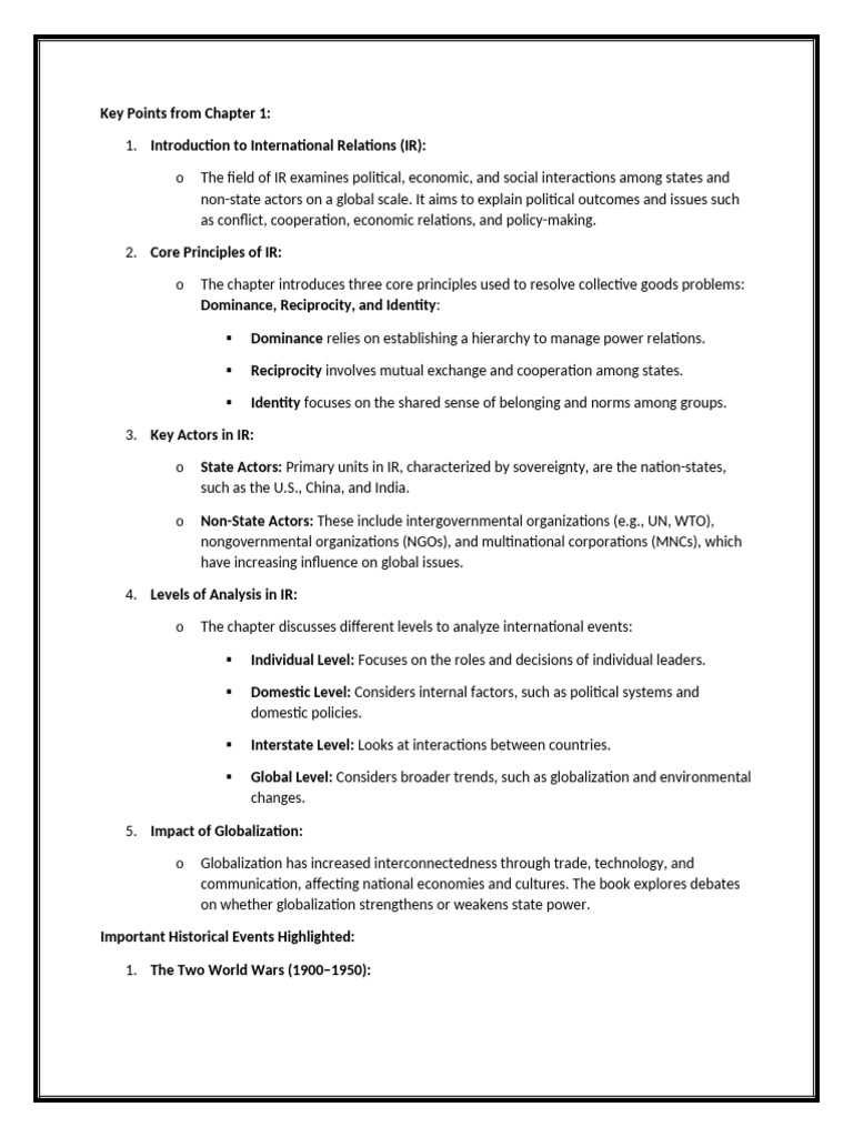 Key Points From Chapter 2 | PDF | Globalization | Political Science