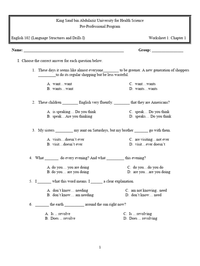 Worksheet & Quiz ch1&2+ AK | PDF | Language Arts & Discipline