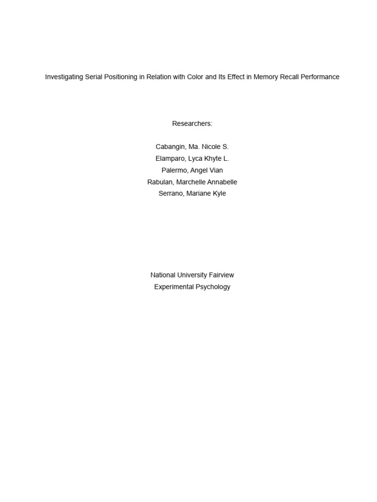 Color's Impact on Memory Recall Performance | PDF | Memory | Recall ...