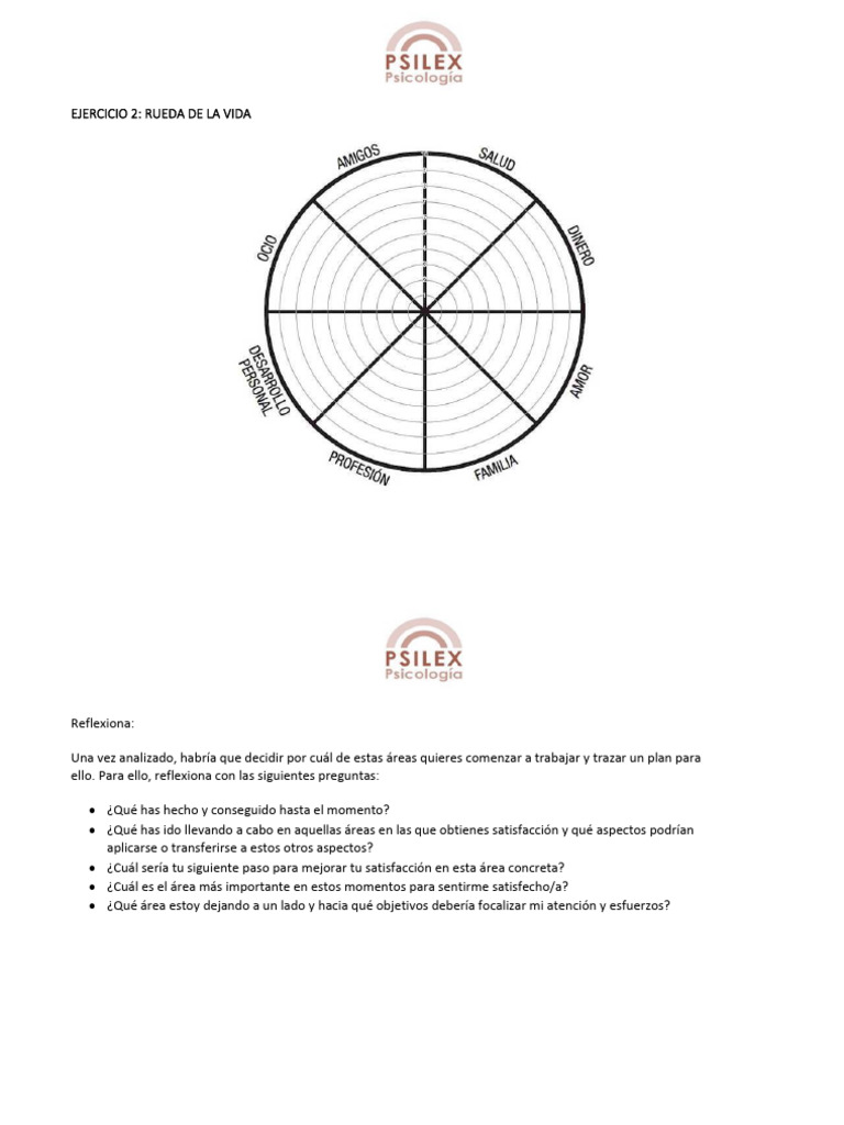 Ejercicio Rueda de La Vida | PDF | Crecimiento personal y profesional ...