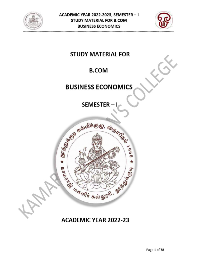 Study Materials For Bussiness Economics Final 2 - Compressed | PDF ...
