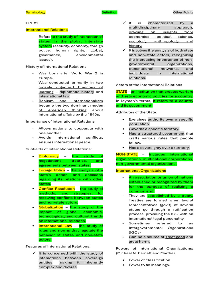 International Relations Notes Pdf International Relations Liberal
