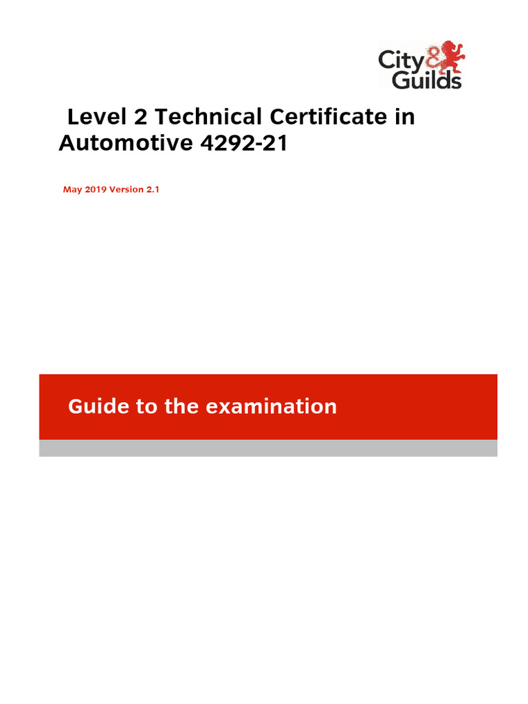 Level 2 Automotive Exam Preparation Guide | PDF | Educational ...