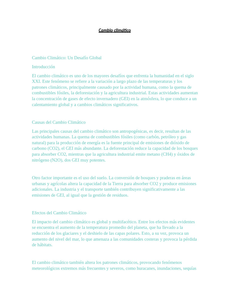 Causas y efectos del cambio climático | PDF | Gases de efecto ...